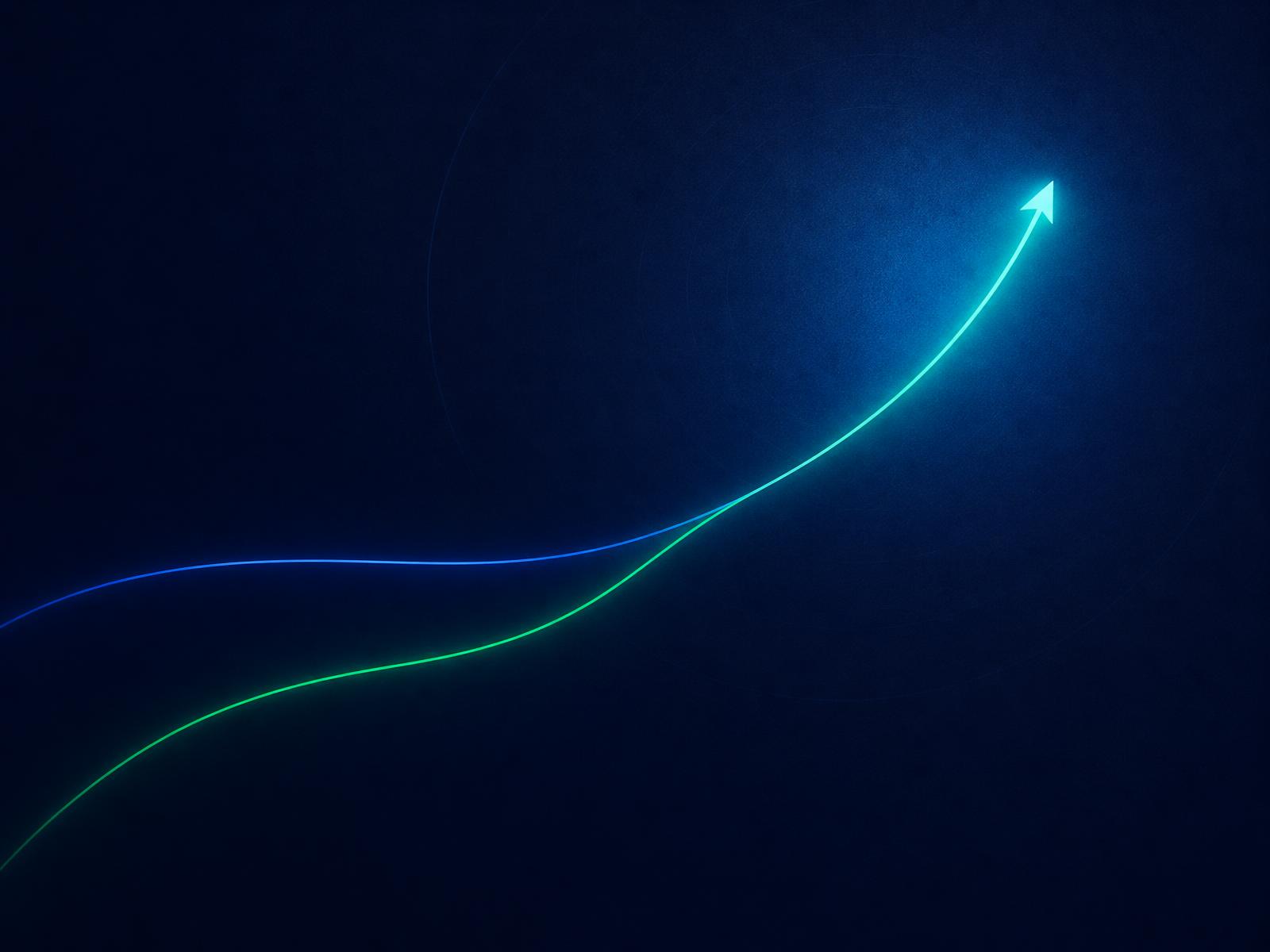 Two financial paths converging into steady upward growth